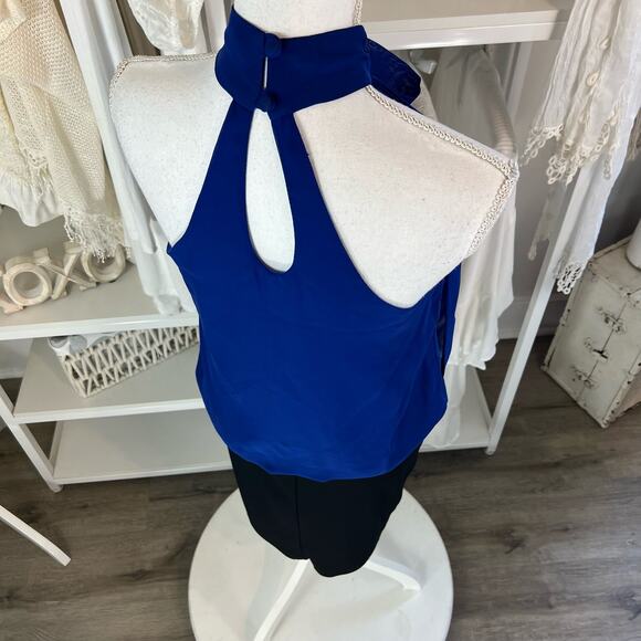 Bisou Bisou women's size 2 Electric blue Halter Dress high neck. fun unique 1124 - Picture 10 of 14